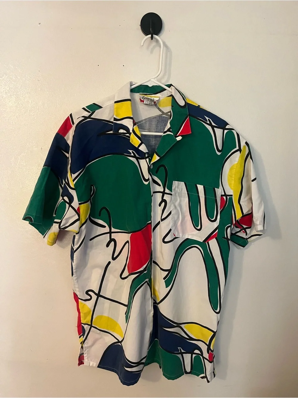 Abstract Print Short Sleeve Blouse - Green Multi